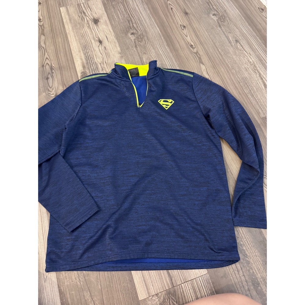 Superman DC Comics Mens Navy Blue Space Dye Quarter Zip Pullover Sweater Medium